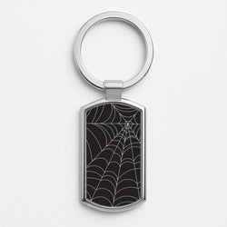 Black Cobwebs Pattern Silver Keyring