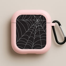 Black Cobwebs Pattern Pink AirPods Case
