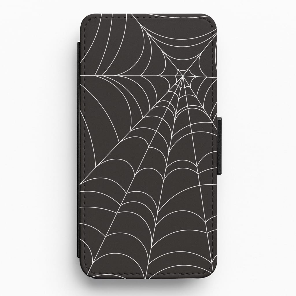 Black Cobwebs Pattern Flip / Wallet Phone Case