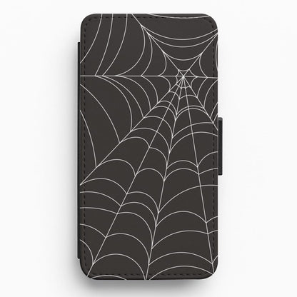 Black Cobwebs Pattern Flip / Wallet Phone Case