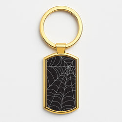 Black Cobwebs Pattern Gold Keyring