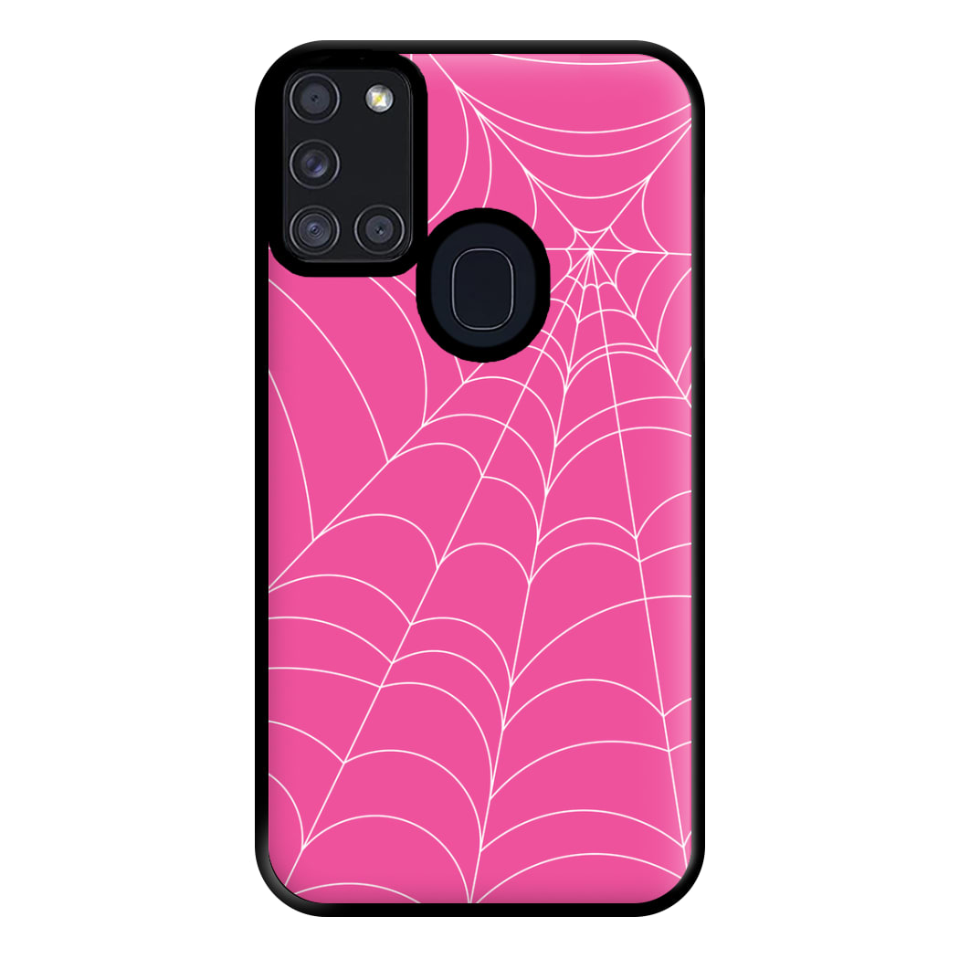 Pink Cobwebs Pattern Phone Case for Galaxy A21s