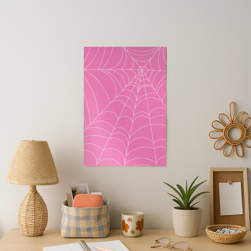 Pink Cobwebs Pattern Art Print