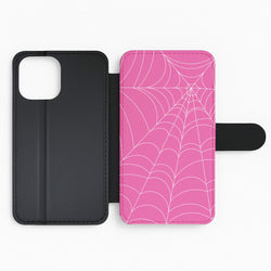 Pink Cobwebs Pattern Flip Phone Case
