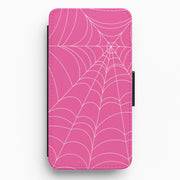 Pink Cobwebs Pattern Flip / Wallet Phone Case 1
