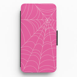 Pink Cobwebs Pattern Flip / Wallet Phone Case