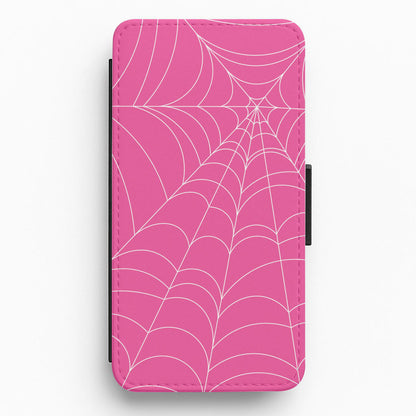 Pink Cobwebs Pattern Flip / Wallet Phone Case