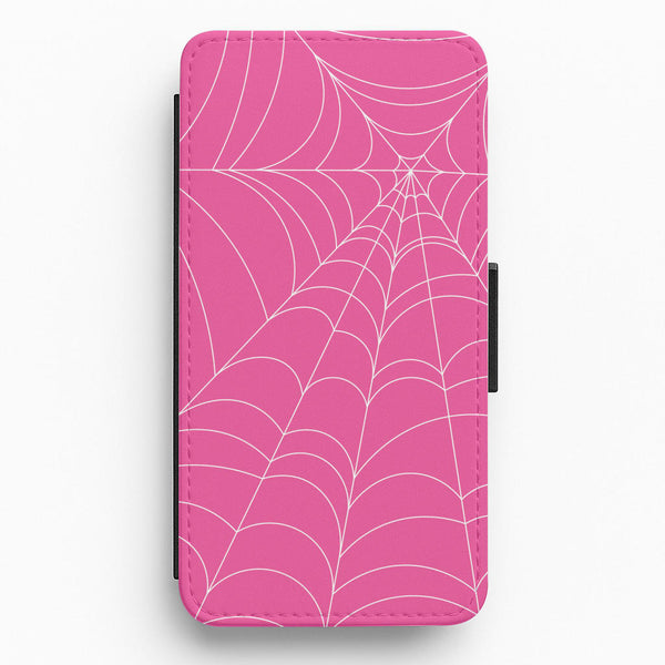 Pink Cobwebs Pattern Flip / Wallet Phone Case