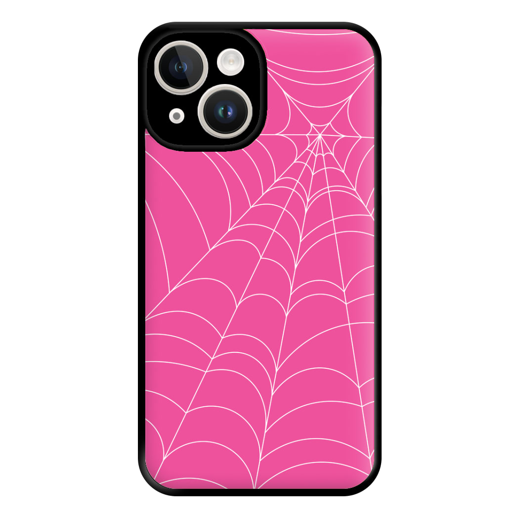 Pink Cobwebs Pattern Phone Case for iPhone 14