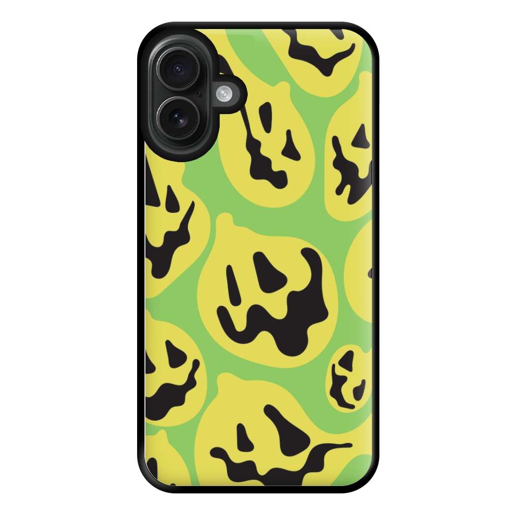 Green Pumpkin Pattern Phone Case for iPhone 16 Plus