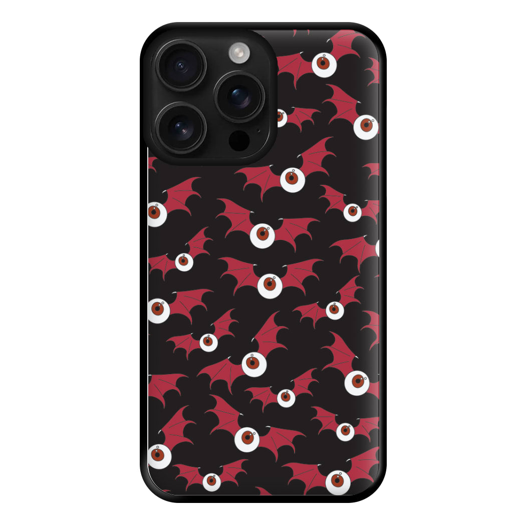 Red Bat Pattern Phone Case for iPhone 16 Pro Max