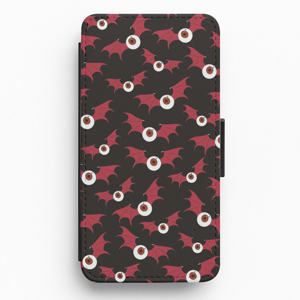 Red Bat Pattern Flip / Wallet Phone Case