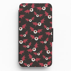 Red Bat Pattern Flip / Wallet Phone Case