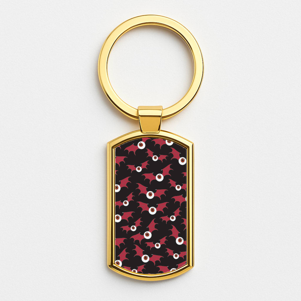 Red Bat Pattern Gold Keyring