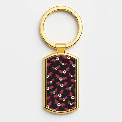 Red Bat Pattern Gold Keyring