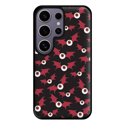 Red Bat Pattern Phone Case for Galaxy S25 Ultra