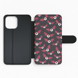 Red Bat Pattern Flip Phone Case