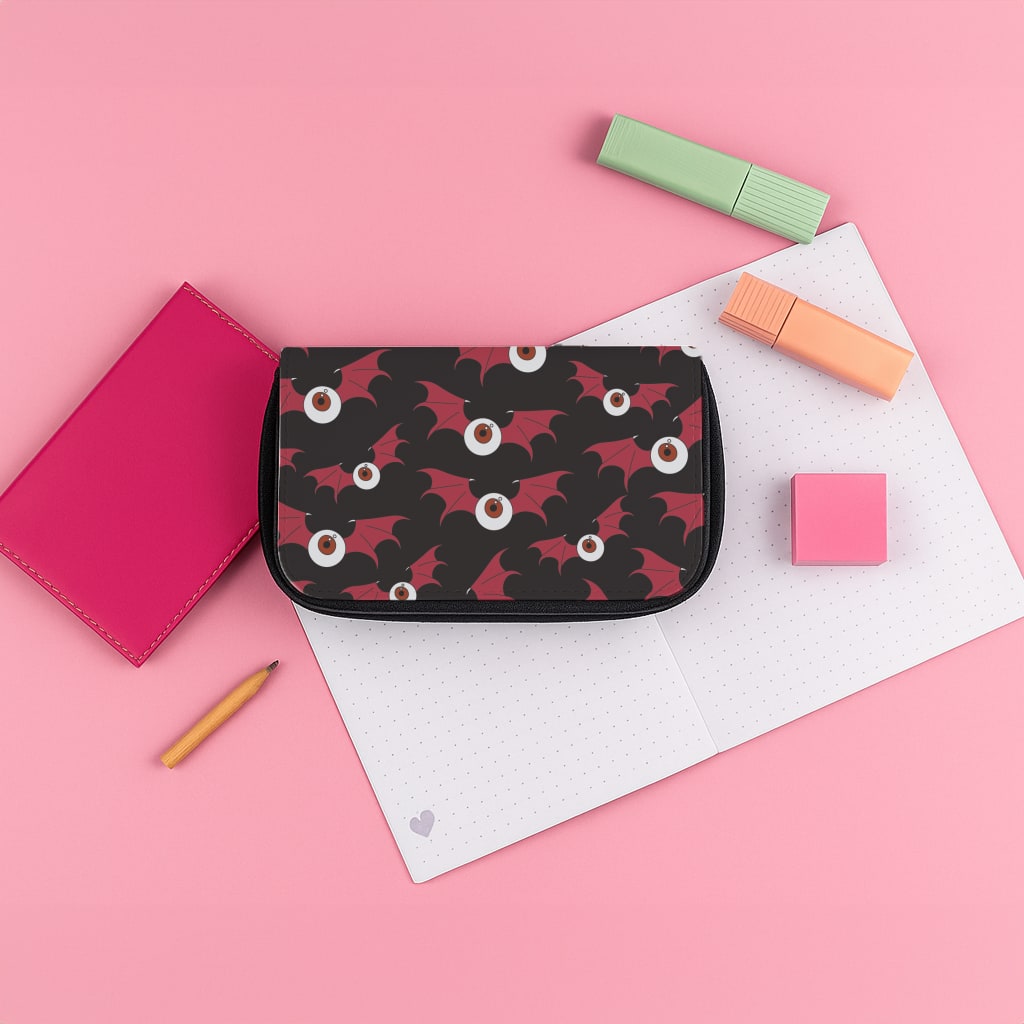 Red Bat Pattern Pencil Case