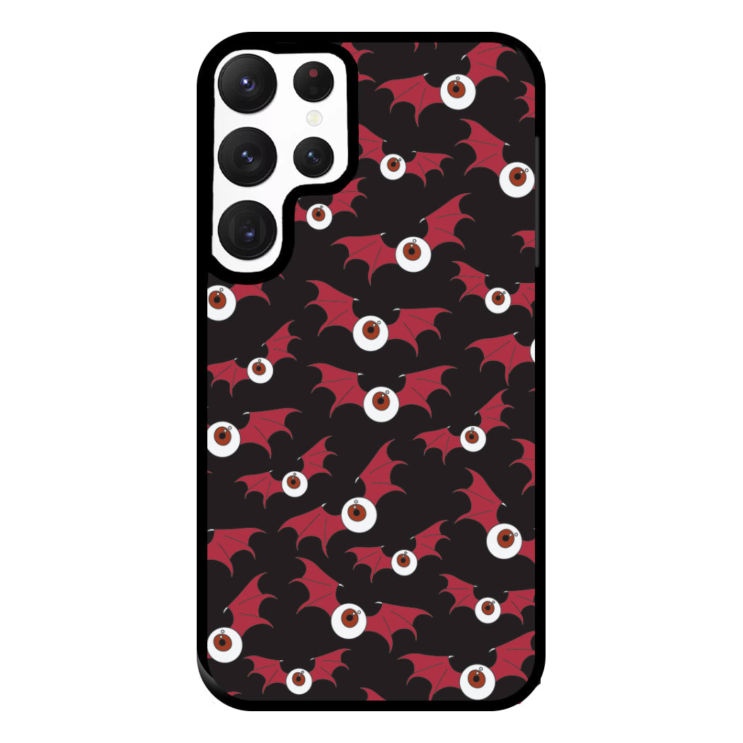 Red Bat Pattern Phone Case for Galaxy S22 Ultra