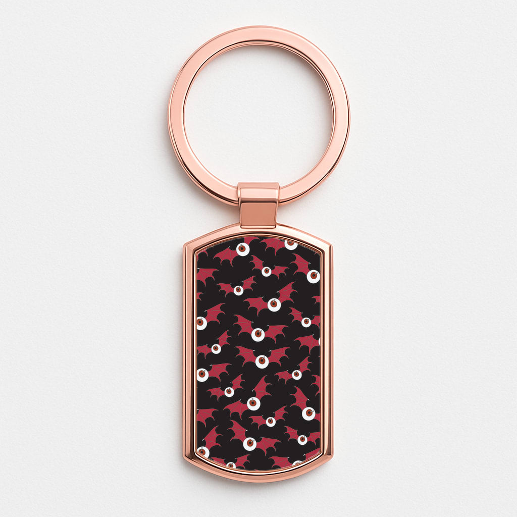 Red Bat Pattern Rose Gold Keyring