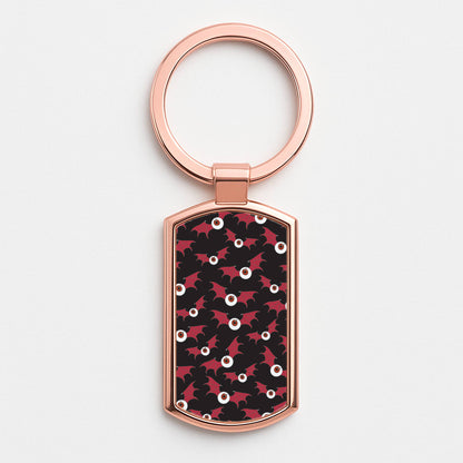 Red Bat Pattern Rose Gold Keyring