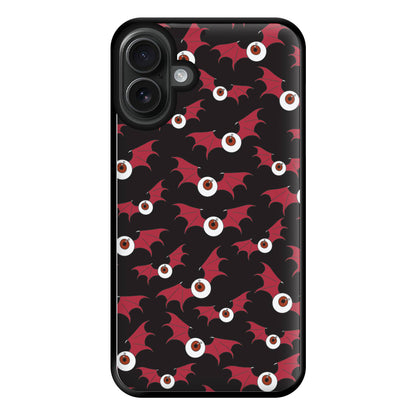 Red Bat Pattern Phone Case for iPhone 16 Plus