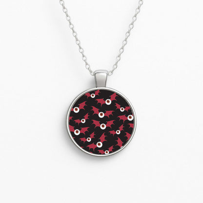 Red Bat Pattern Circle Necklace