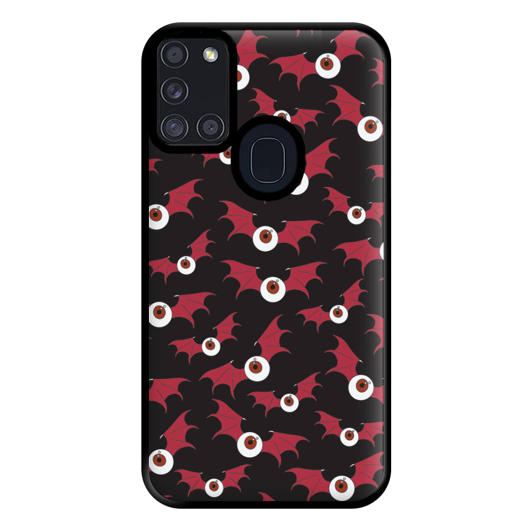 Red Bat Pattern Phone Case for Galaxy A21s