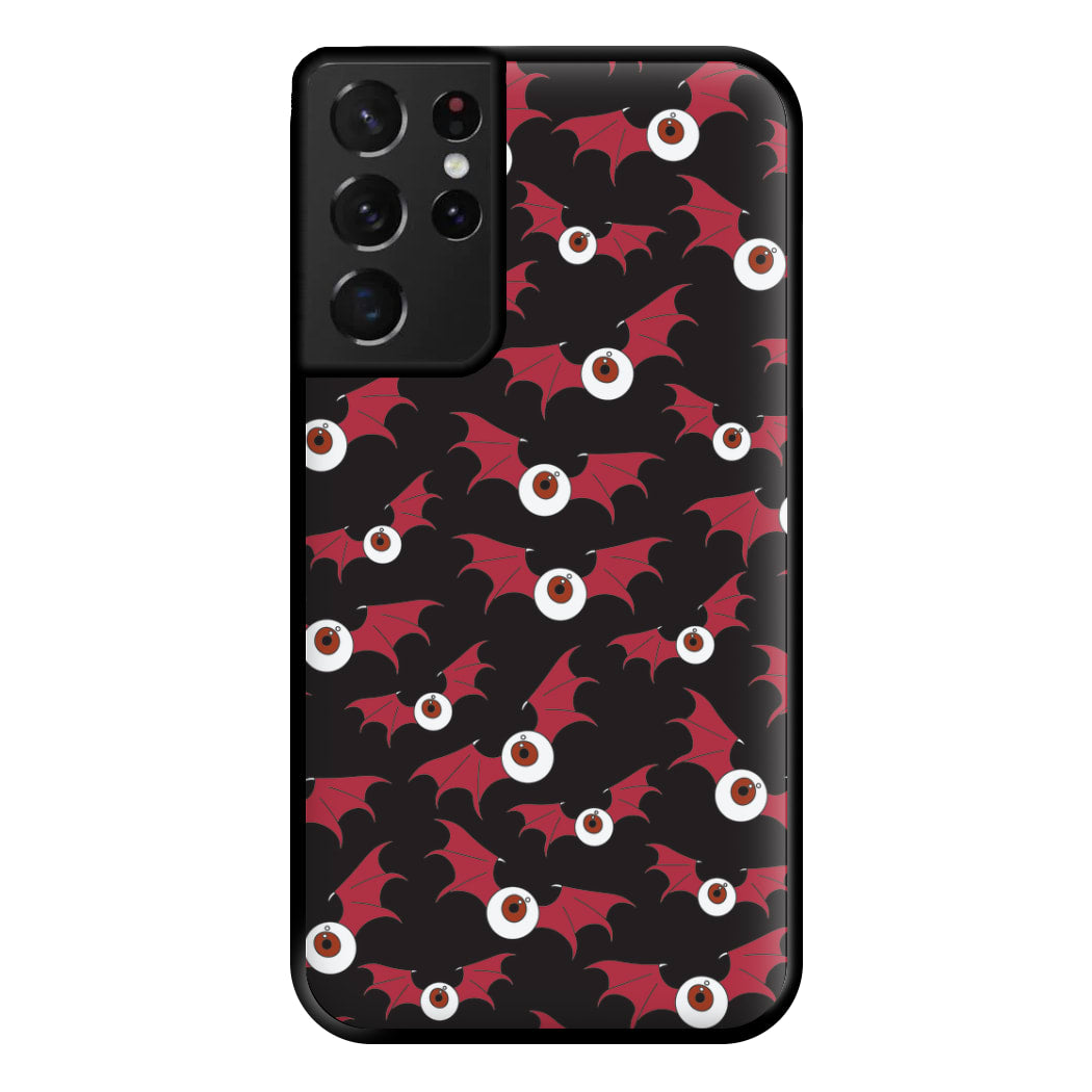 Red Bat Pattern Phone Case for Galaxy S21 Ultra