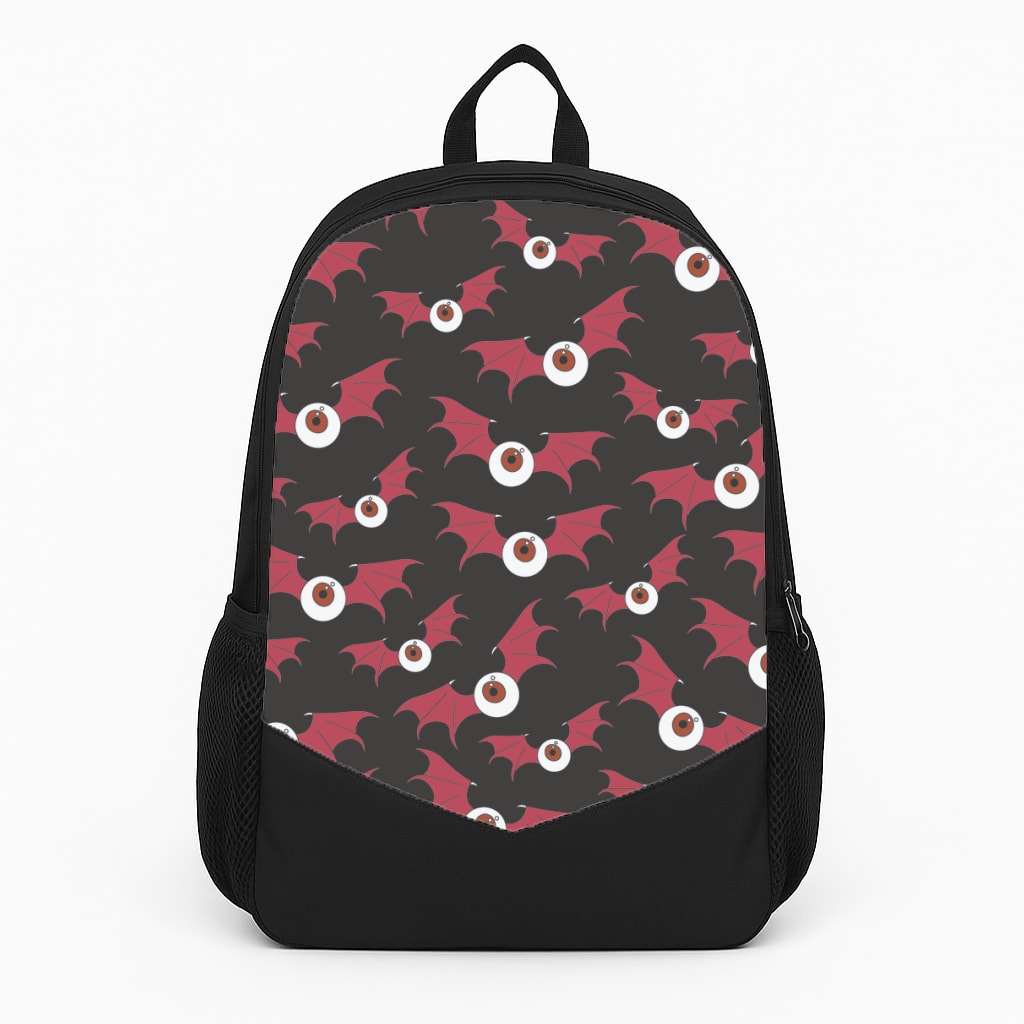 Red Bat Pattern Backpack