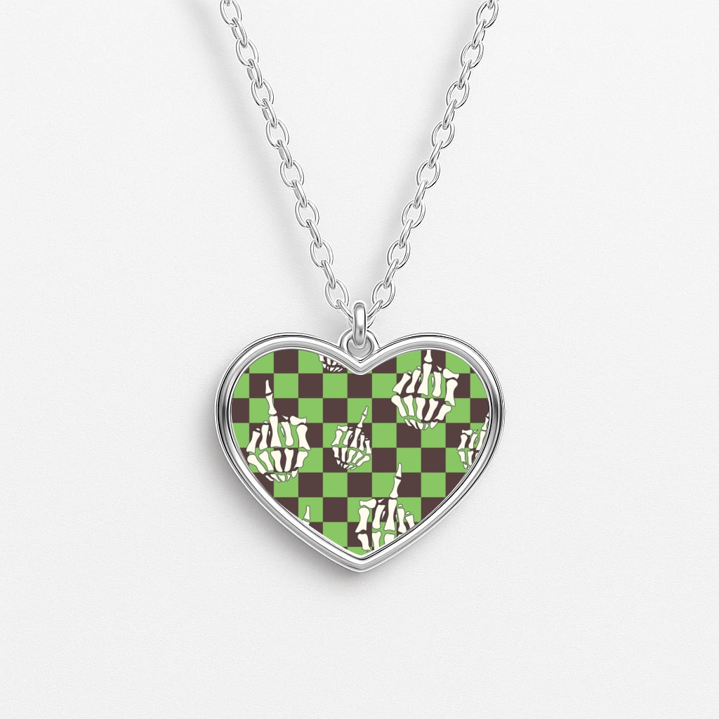 Green Middle Finger Heart Necklace