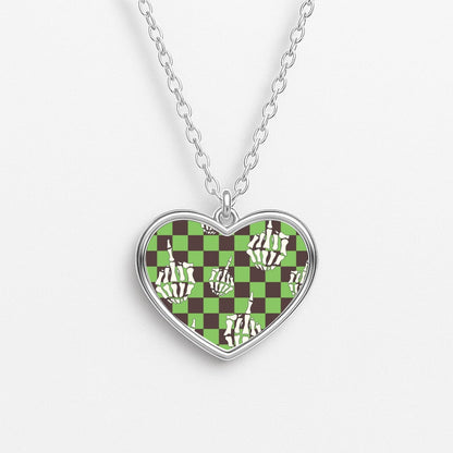 Green Middle Finger Heart Necklace