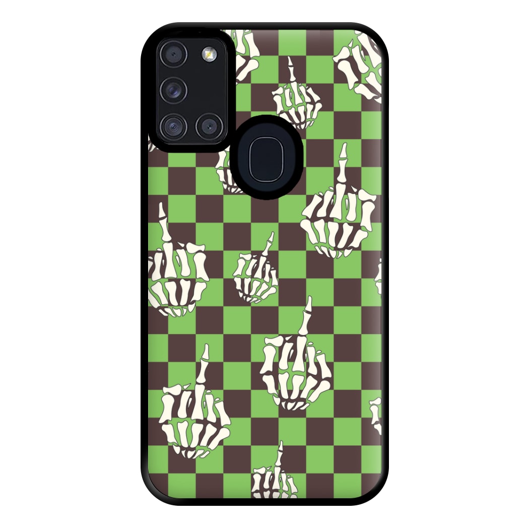 Green Middle Finger Phone Case for Galaxy A21s