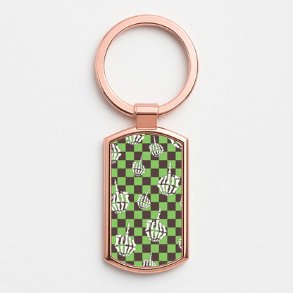 Green Middle Finger Rose Gold Keyring