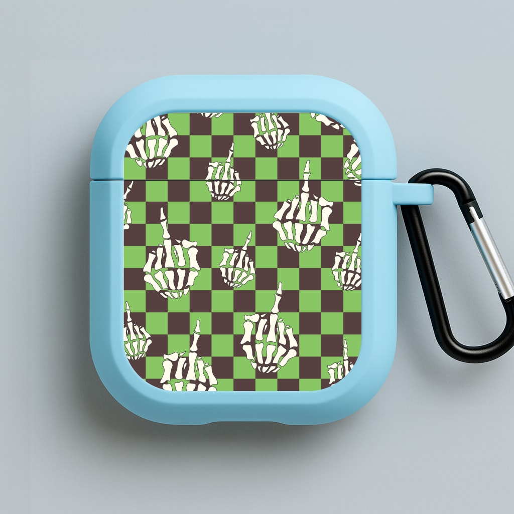 Green Middle Finger Blue AirPods Case