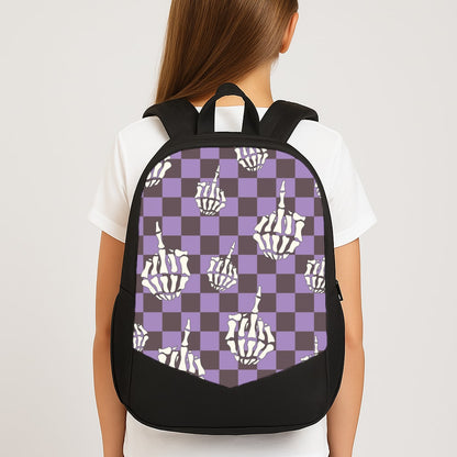Purple Middle Finger Large School Bag