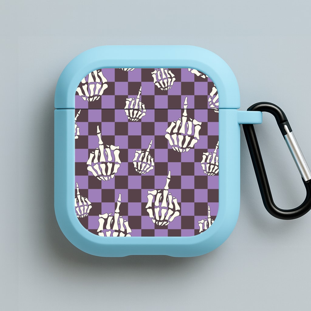Purple Middle Finger Blue AirPods Case