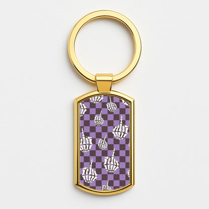 Purple Middle Finger Gold Keyring