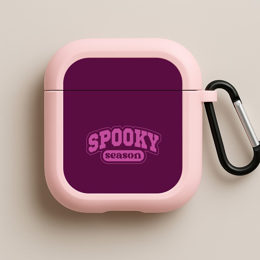 Spooky Season Varsity Pink AirPods Case