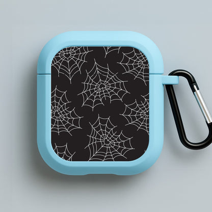 Spiderweb Hearts Pattern Blue AirPods Case