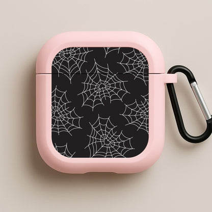 Spiderweb Hearts Pattern Pink AirPods Case