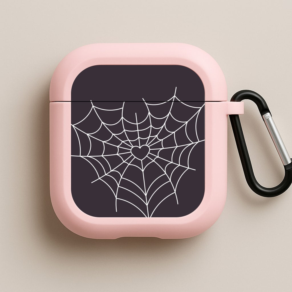 Spiderweb Hearts I Pink AirPods Case