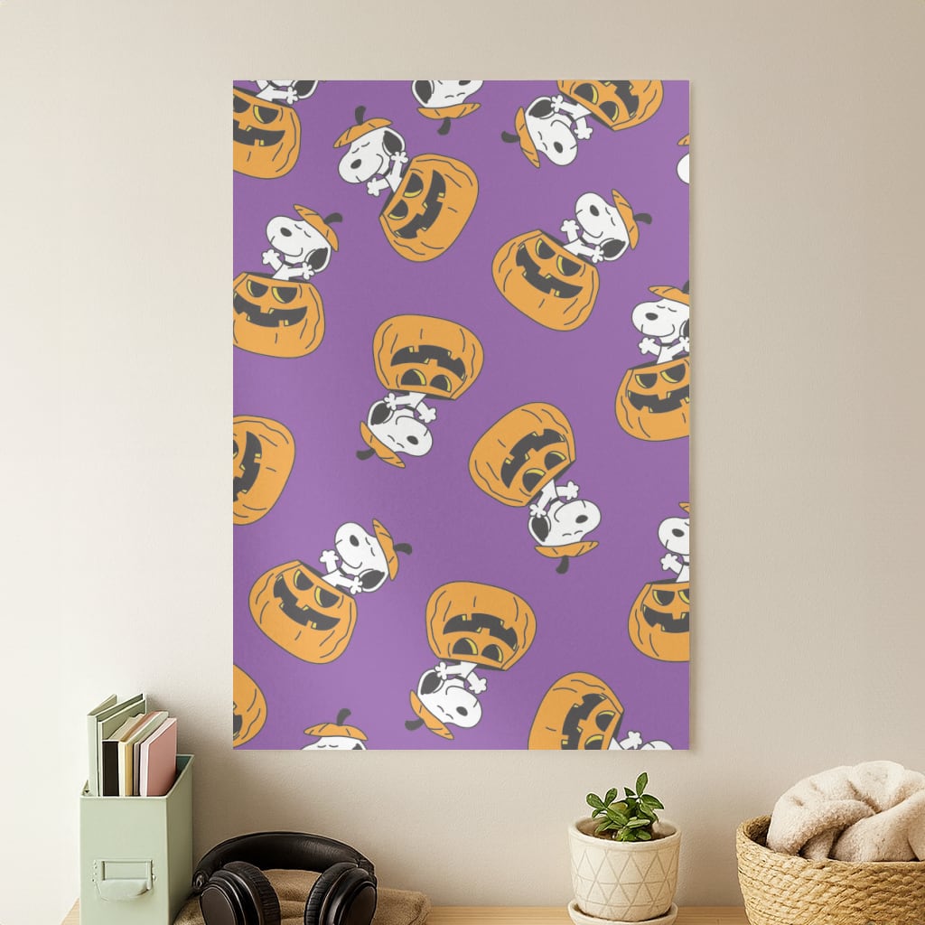 Cartoon Beagle Pumpkin Pattern Poster