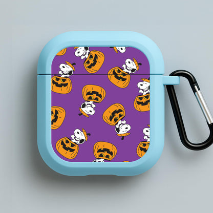 Cartoon Beagle Pumpkin Pattern Blue AirPods Case