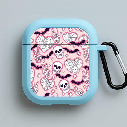 Cute Halloween Stickers Pattern Blue AirPods Case