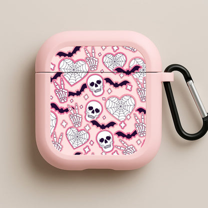 Cute Halloween Stickers Pattern Pink AirPods Case