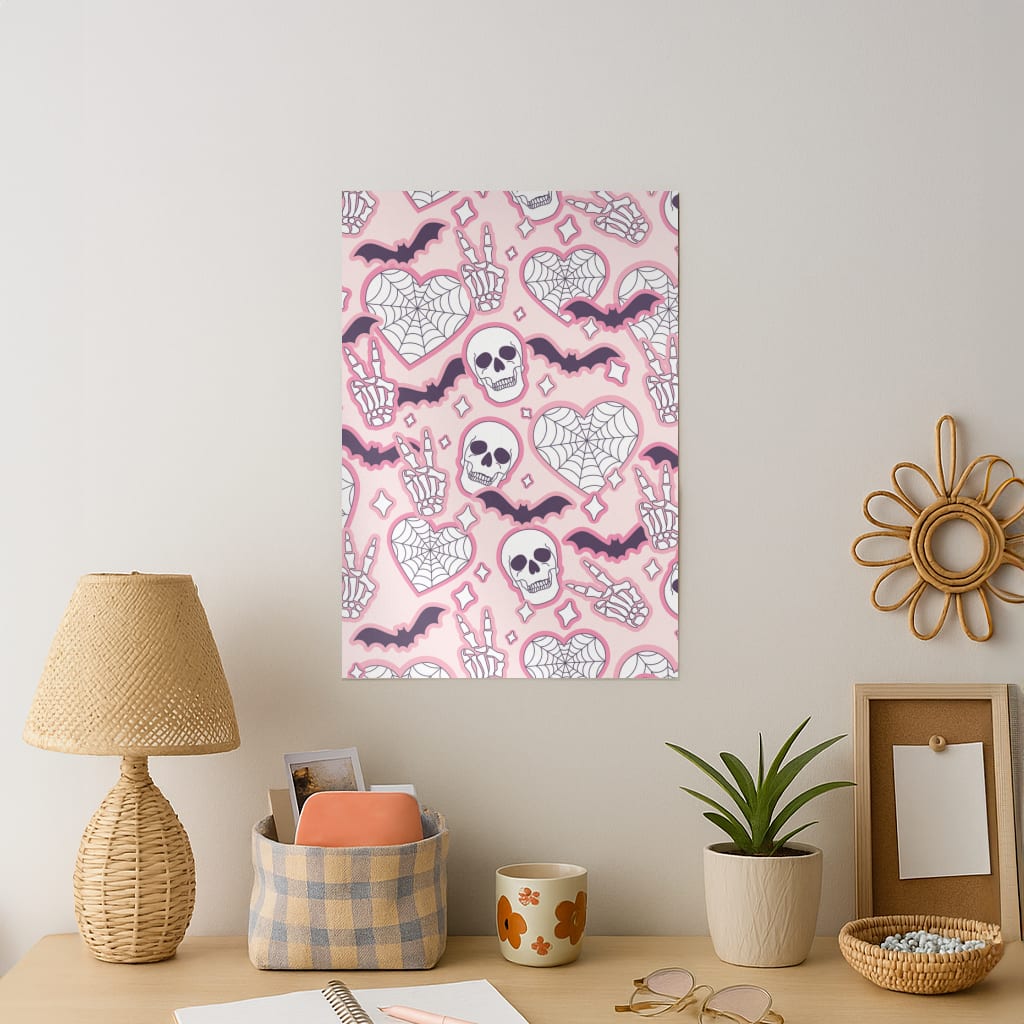 Cute Halloween Stickers Pattern Art Print