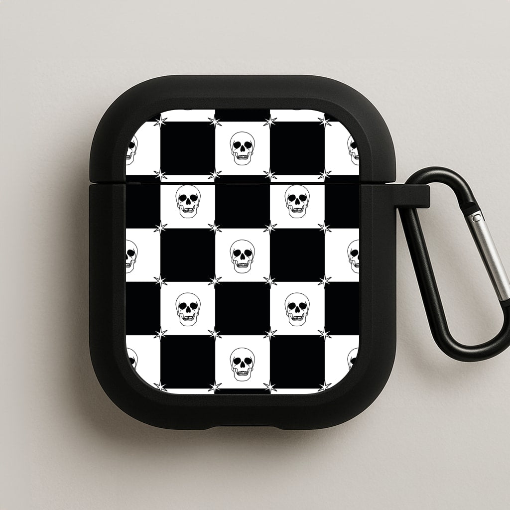 Checkered Skulls Pattern AirPods Case