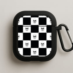 Checkered Skulls Pattern AirPods Case
