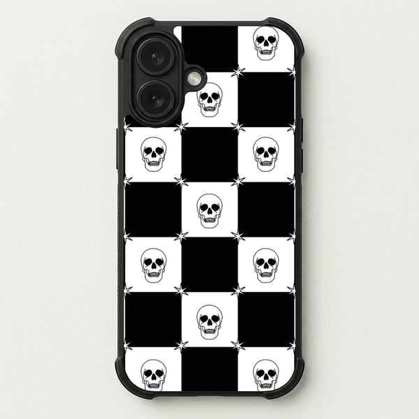 Checkered Skulls Pattern Phone Case — Bumper case